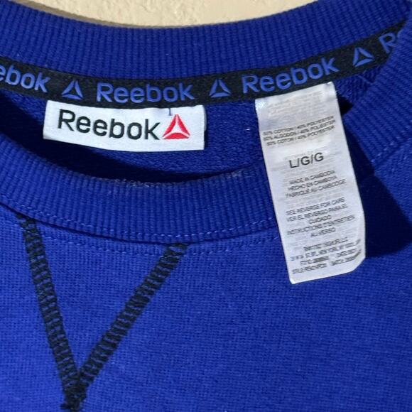 Reebok Blue Spellout Crewneck Mens Sweatshirt Large Long Sleeve - Picture 4 of 8